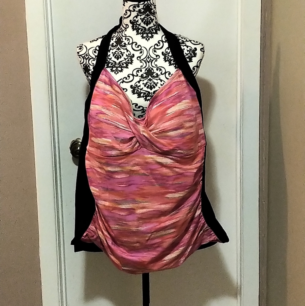 👙 Orange & Pink Tankini Bathing suit top  28w👙